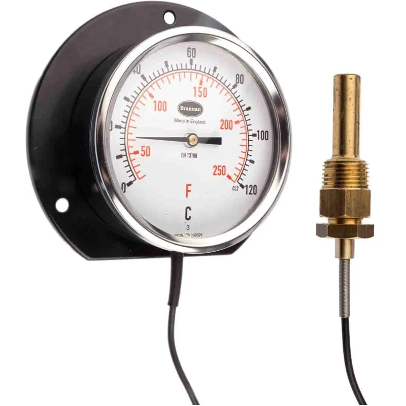 RS PRO Dial Thermometer Dual Scale Centigrade Fahrenheit 100mm Dial Steel Case 120°C 431-5671