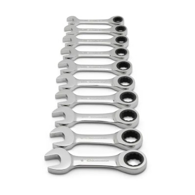 GearWrench 10-Piece Ratchet Spanner Set, 10 to 19 mm, Alloy Steel, Chrome Finish 9520D