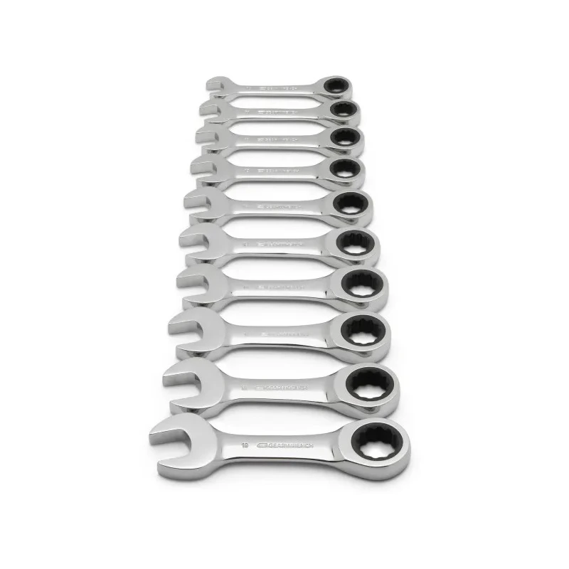 GearWrench 10-Piece Ratchet Spanner Set, 10 to 19 mm, Alloy Steel, Chrome Finish 9520D