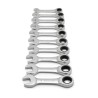 GearWrench 10-Piece Ratchet Spanner Set, 10 to 19 mm, Alloy Steel, Chrome Finish 9520D