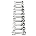 GearWrench 10-Piece Ratchet Spanner Set, 10 to 19 mm, Alloy Steel, Chrome Finish 9520D
