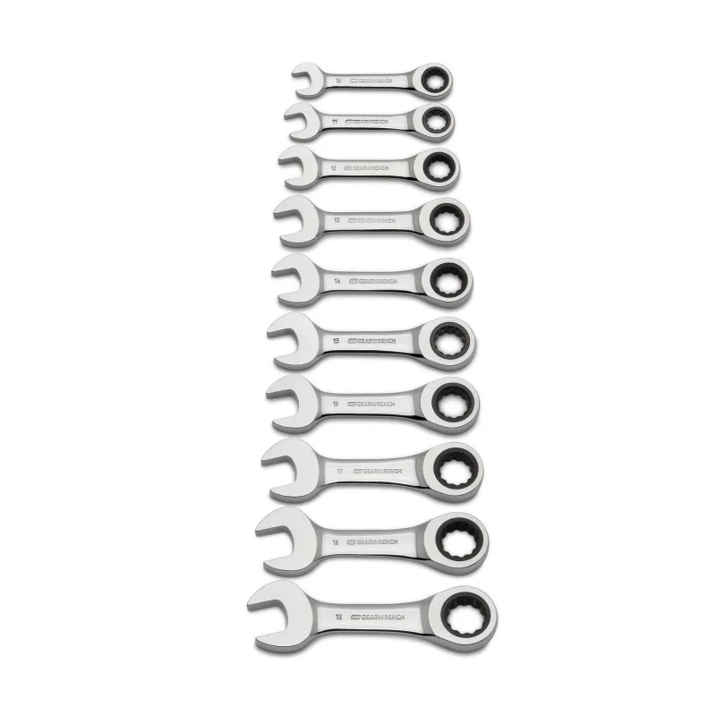 GearWrench 10-Piece Ratchet Spanner Set, 10 to 19 mm, Alloy Steel, Chrome Finish 9520D
