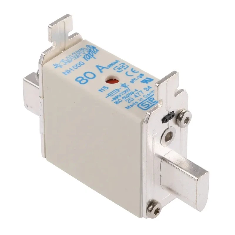 SIBA 80A NH Fuse NH000 690V AC, High Rupture Capacity, 110 mm Fixing Centres NH000