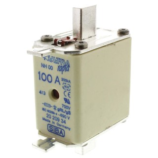 SIBA NH Fuse 100A 690V AC, High Rupture Capacity, DIN Standard NH00 NH Fuse NH00 