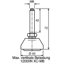 FlexLink Polyamide Heavy Duty Adjustable Foot M8 Thread Size Compatible Groove 11 mm XCFS 8X40X43