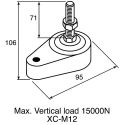 FlexLink Polyamide Heavy Duty Adjustable Foot M8 Thread Size Compatible Groove 11 mm XCFS 8X40X43