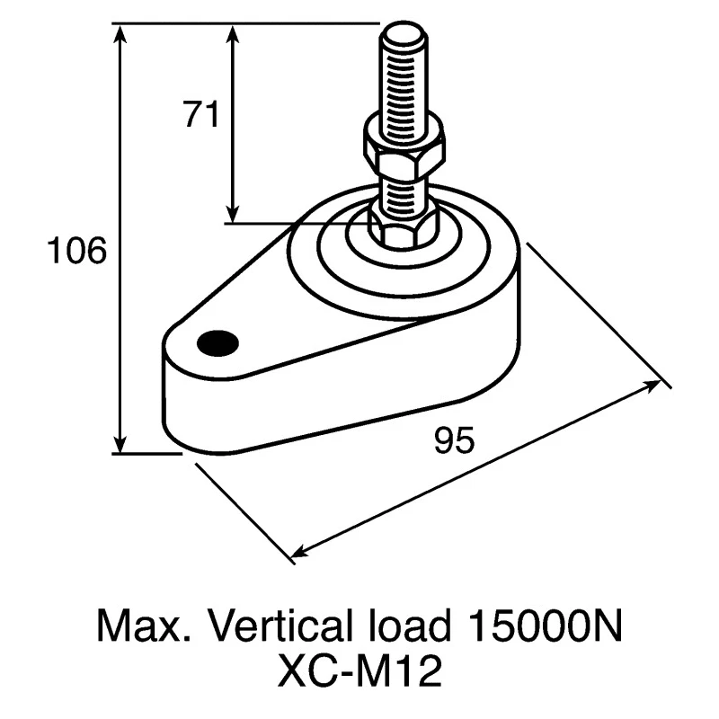 FlexLink Polyamide Heavy Duty Adjustable Foot M8 Thread Size Compatible Groove 11 mm XCFS 8X40X43