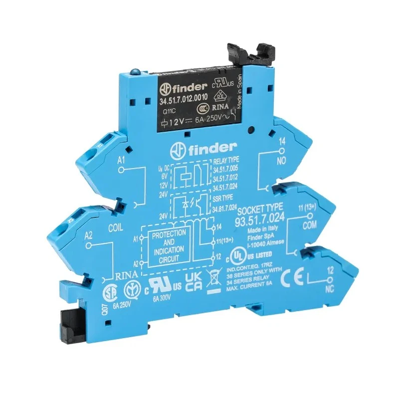Finder Electromechanical Interface Relay, DIN Rail Mount, 12V DC Coil, SPDT Contact, 15.2mA Coil Current 38.61.7.012.0050