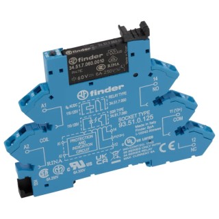 Finder 38 Series Electromechanical Interface Relay, DIN Rail Mount, SPDT Contact, 110V AC/DC Coil, 5mA Coil 38.61.0.125.0060