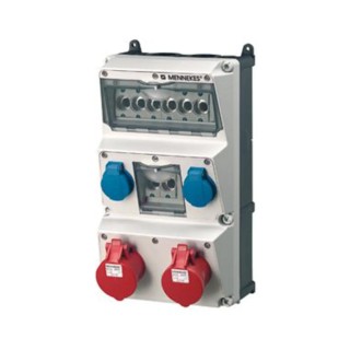 MENNEKES Industrial Power Connector Wall Mount 5-Pole 16A 400V IP44 Red Blue IP44
