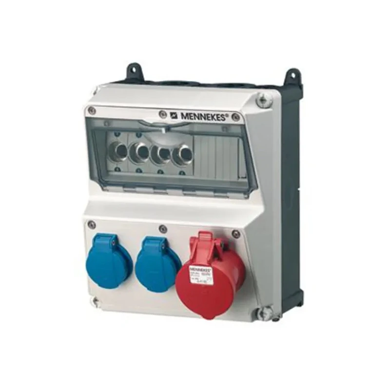 MENNEKES Industrial Power Connector AMAXX Receptacle Combination, 16A, 400V, 5-Pole, Wall Mount, IP44, Red/Blue IP44