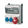 MENNEKES Industrial Power Connector AMAXX Receptacle Combination, 16A, 400V, 5-Pole, Wall Mount, IP44, Red/Blue IP44