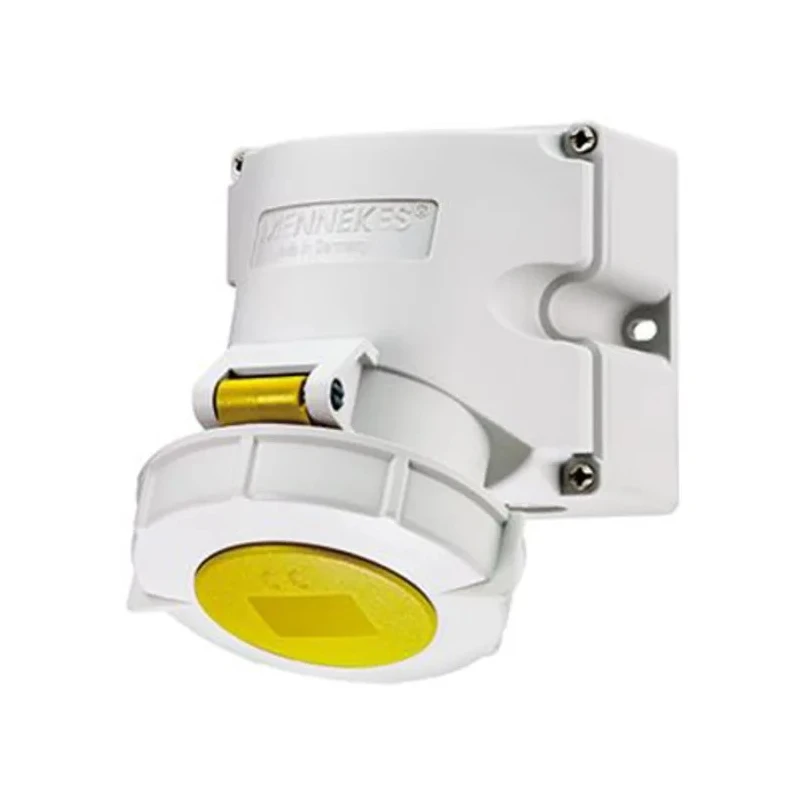 MENNEKES Industrial Power Connector Wall Mount 32A 110V IP67 Yellow 3 Pole 
