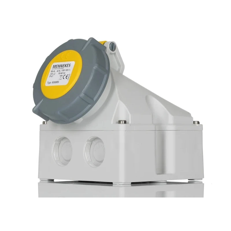 MENNEKES Wall Mount Industrial Power Connector 16A 110V IP67 Yellow 3 Pole IP67