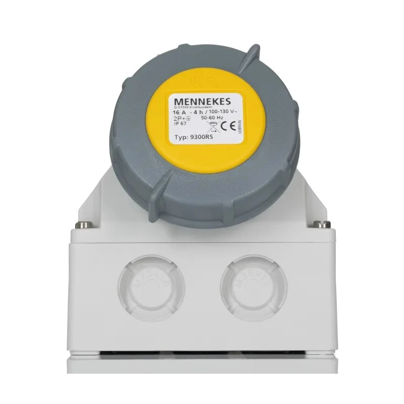 MENNEKES Wall Mount Industrial Power Connector 16A 110V IP67 Yellow 3 Pole IP67