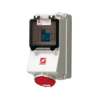 MENNEKES Industrial Power Connector, Wall Mount, 16A, 400V, IP44, 4 Pole, Screw Terminal, Red IP44
