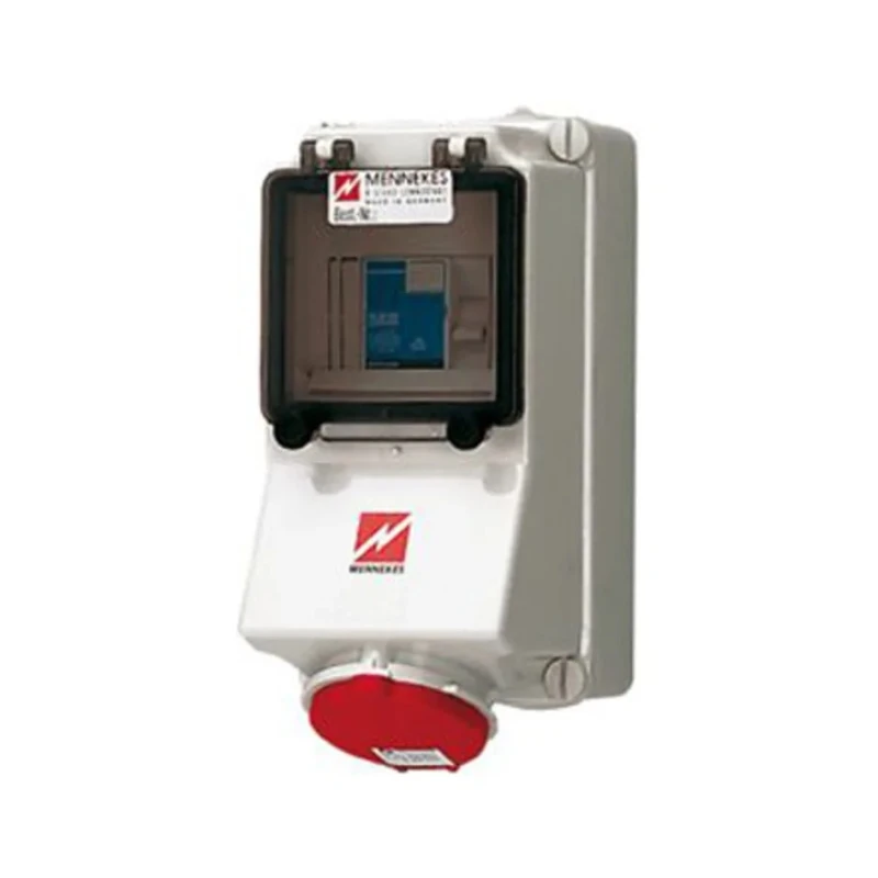 MENNEKES Industrial Power Connector, Wall Mount, 16A, 400V, IP44, 4 Pole, Screw Terminal, Red IP44 