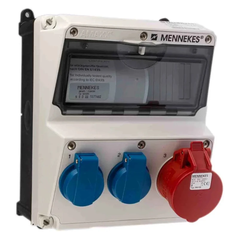 MENNEKES Industrial Power Connector AMAXX Receptacle Combination 16A 230V, 400V 5-Pole IP44 Red Blue Wall Mount IP44
