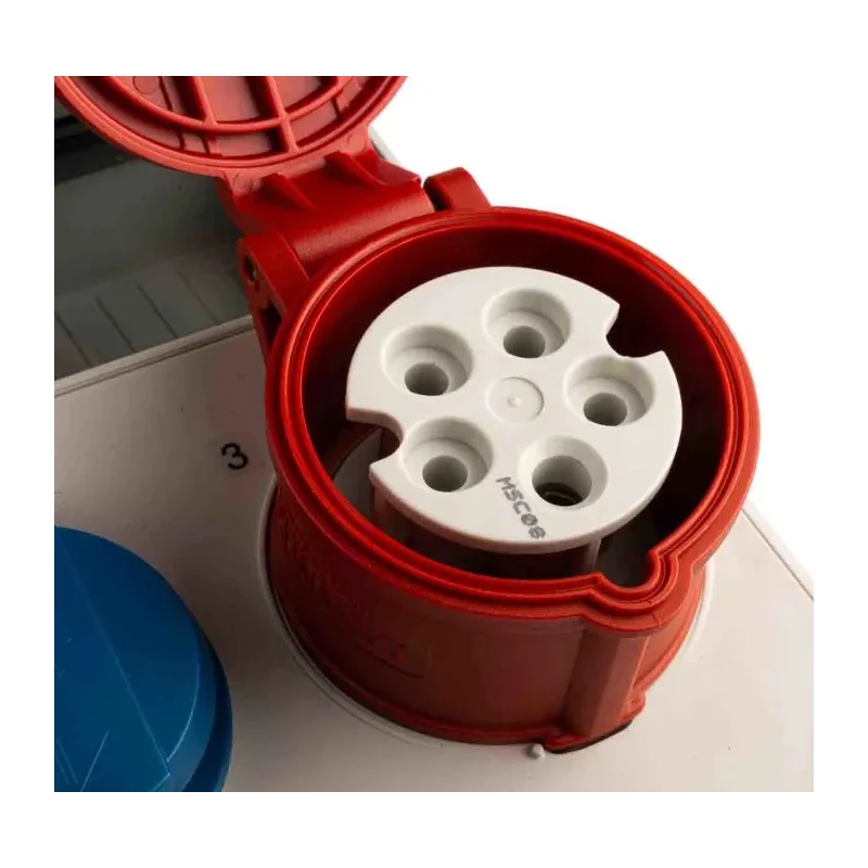 MENNEKES Industrial Power Connector AMAXX Receptacle Combination 16A 230V, 400V 5-Pole IP44 Red Blue Wall Mount IP44