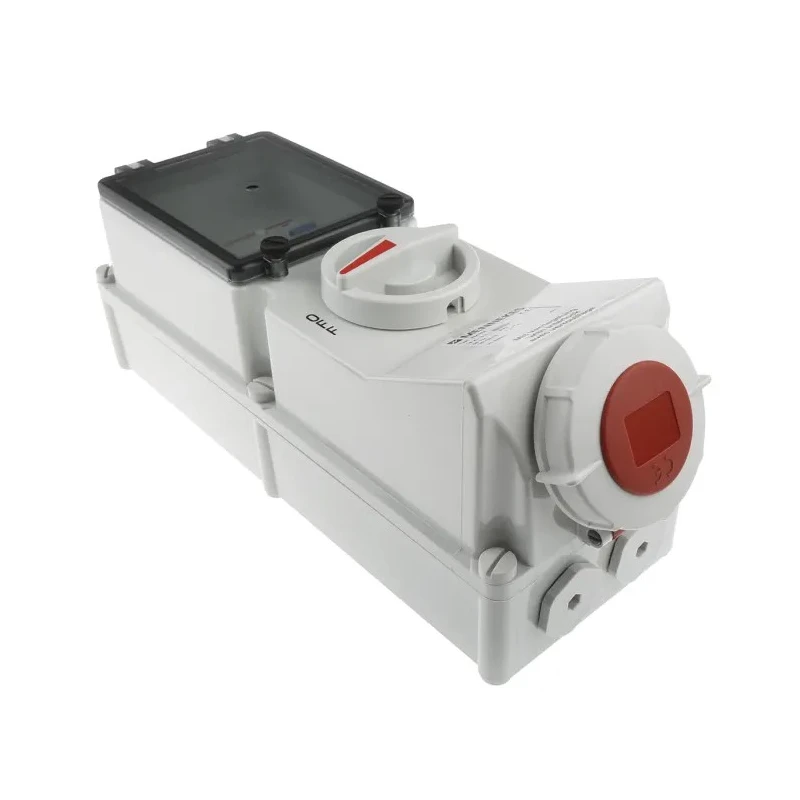 MENNEKES Wall Mount Receptacle, Rated At 16A, 400V, IP67, White Red, 5 Pole, Interlocked, Screw Terminal 