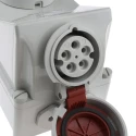 MENNEKES Wall Mount Receptacle, Rated At 16A, 400V, IP67, White Red, 5 Pole, Interlocked, Screw Terminal 