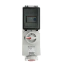 MENNEKES Wall Mount Receptacle, Rated At 16A, 400V, IP67, White Red, 5 Pole, Interlocked, Screw Terminal 