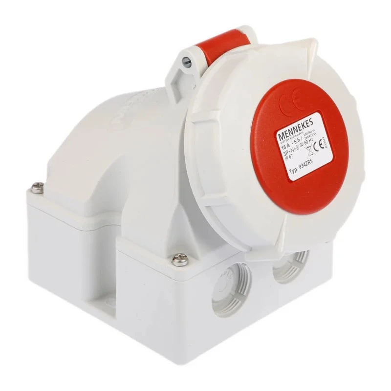 MENNEKES Industrial Power Connector Rated At 16A, 400V Red Wall Mount IP67 5 Pole IP67