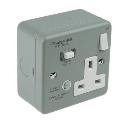 Powerbreaker PowerBreaker H 13A Passive 1 Gang Dual Pole Surface Mounted RCD Socket K21MP-C