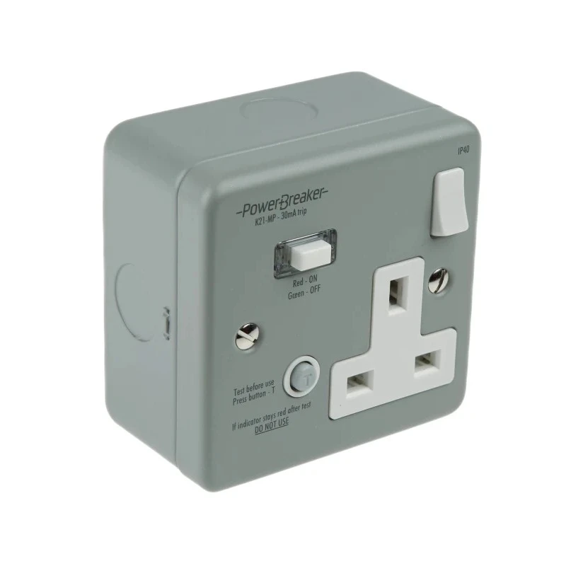 Powerbreaker PowerBreaker H 13A Passive 1 Gang Dual Pole Surface Mounted RCD Socket K21MP-C
