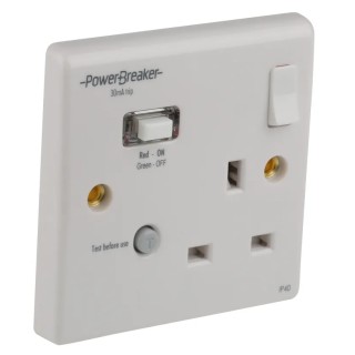 Powerbreaker PowerBreaker H 13A Passive 1 Gang Surface Switched RCD Socket Polycarbonate 230VAC K21WP-C