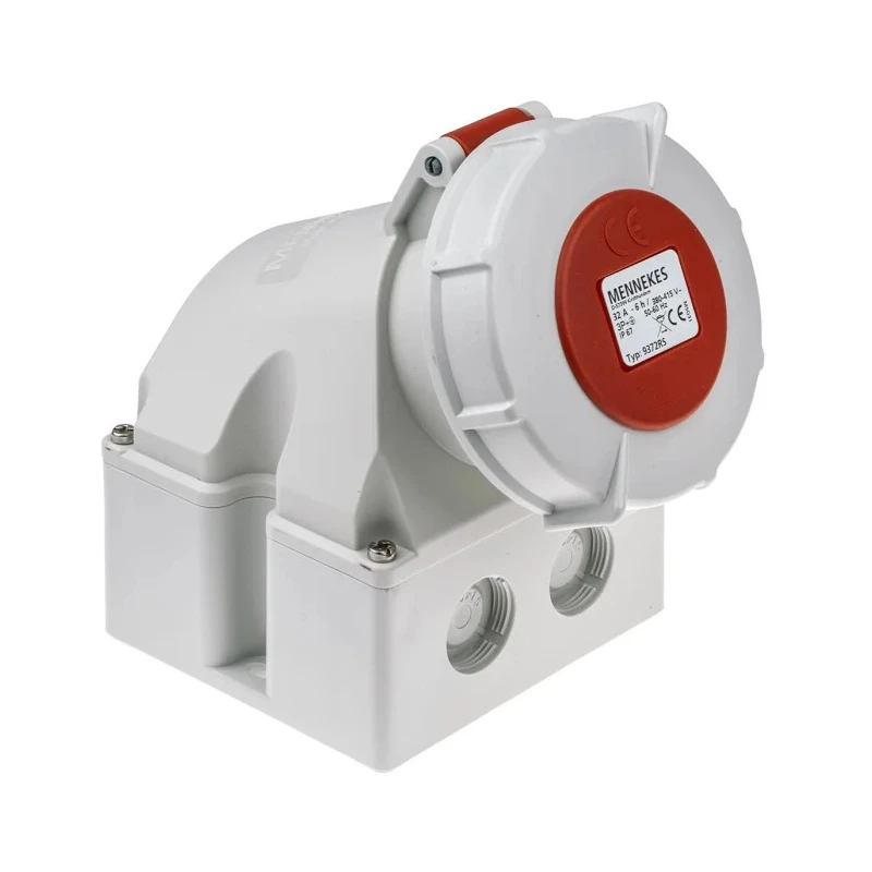 MENNEKES Industrial Power Connector, Rated at 32A, 400V, IP67, Red, Wall Mount, Screw Terminal, 4 Pole IP67