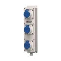 MENNEKES Rated At 16A, 230V IP44 Blue Wall Mount Receptacle Strip 3 Socket IP44