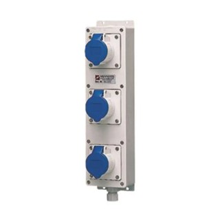 MENNEKES Rated At 16A, 230V IP44 Blue Wall Mount Receptacle Strip 3 Socket IP44