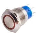 RS PRO Illuminated Latching Push Button Switch DPDT Panel Mount 19.2 mm Cutout Red LED IP67 250 V 5A 111-5776