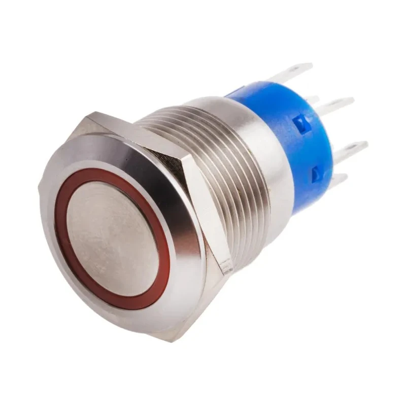 RS PRO Illuminated Latching Push Button Switch DPDT Panel Mount 19.2 mm Cutout Red LED IP67 250 V 5A 111-5776