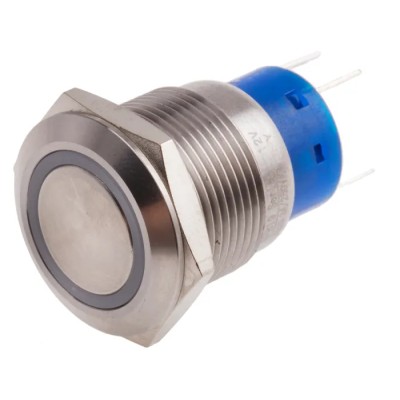 RS PRO Illuminated Momentary Push Button Switch, Panel Mount, 19.2 mm Cutout, SPDT, Yellow LED, IP67, 250 V AC 5A 111-5777
