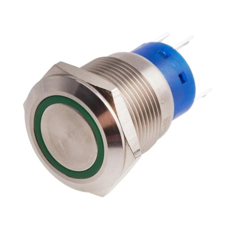 RS PRO Illuminated Push Button Switch, Latching, Panel Mount, 19.2 mm Cutout, SPDT, Green LED, IP67, 250 V AC 5A 111-5784