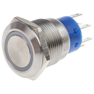 RS PRO Illuminated Momentary Push Button Switch, Panel Mount, 19.2 mm Cutout, DPDT, White LED, IP67, 250 V AC 5A 111-5790