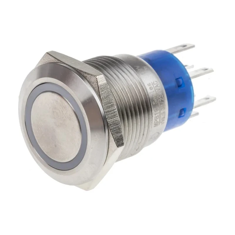 RS PRO Illuminated Momentary Push Button Switch, Panel Mount, 19.2 mm Cutout, DPDT, White LED, IP67, 250 V AC 5A 111-5790