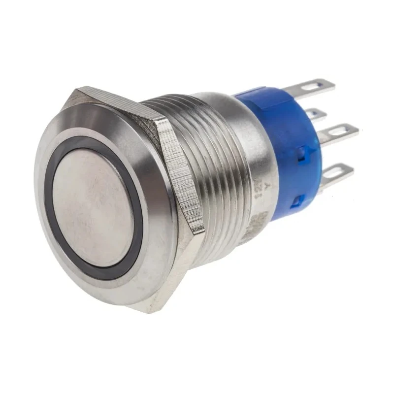 RS PRO Illuminated Momentary Push Button Switch Panel Mount 19.2 mm Cutout SPDT White LED IP67 250V 5A 111-5791