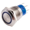 RS PRO Illuminated Latching Push Button Switch, Panel Mount, 19.2 mm Cutout, DPDT, Blue LED, IP67, 250 V AC 5A 111-5785