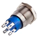 RS PRO Illuminated Latching Push Button Switch, Panel Mount, 19.2 mm Cutout, DPDT, Blue LED, IP67, 250 V AC 5A 111-5785