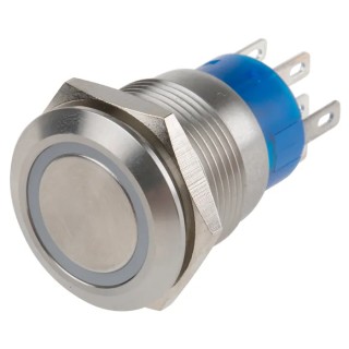 RS PRO Illuminated Push Button Switch, Latching, Panel Mount, 19.2 mm Cutout, DPDT, White LED, IP67, 250 V AC 5A 111-5789