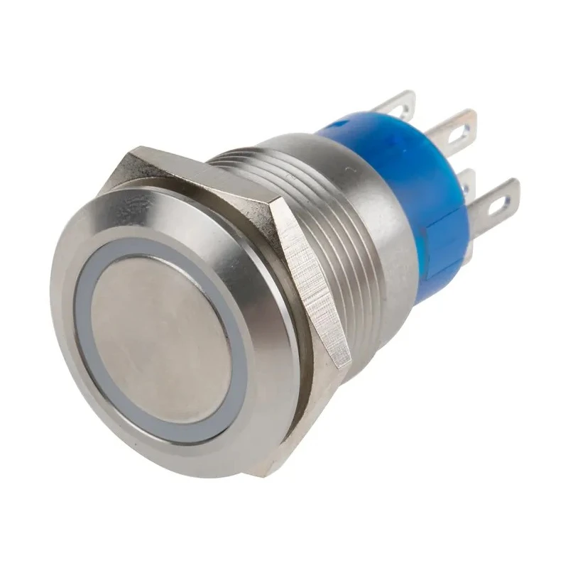 RS PRO Illuminated Push Button Switch, Latching, Panel Mount, 19.2 mm Cutout, DPDT, White LED, IP67, 250 V AC 5A 111-5789