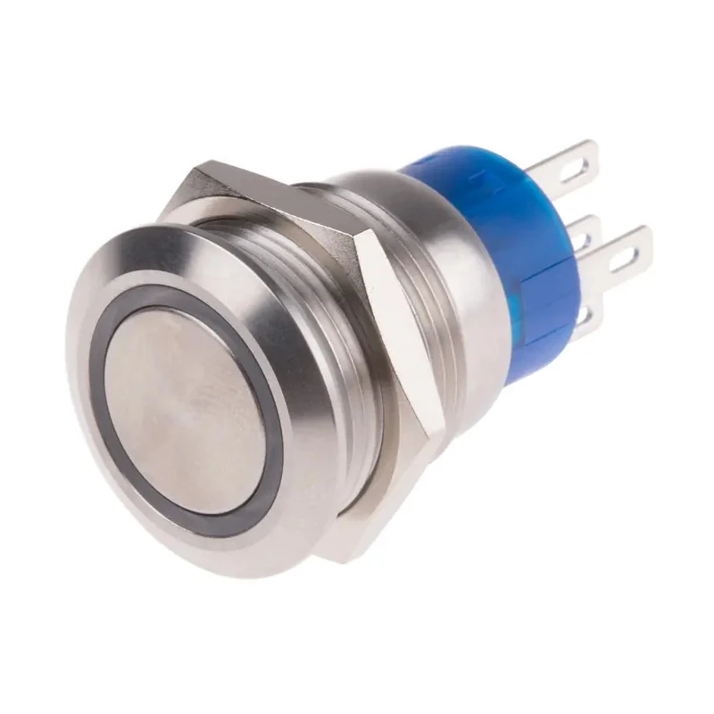 RS PRO Illuminated Momentary Push Button Switch Panel Mount 19.2 mm Cutout SPDT Yellow LED IP67 250 V AC 111-5796