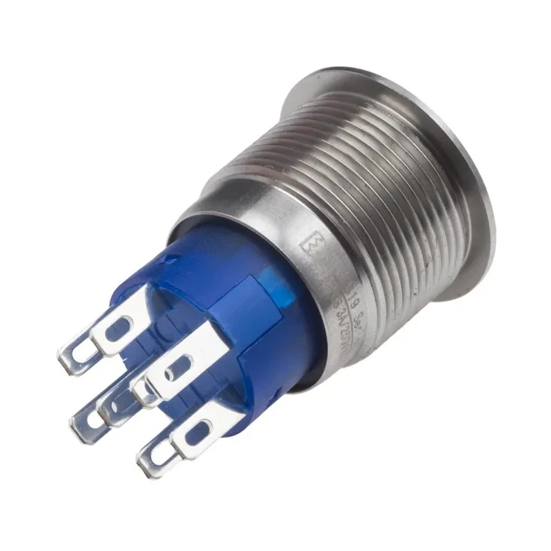 RS PRO Illuminated Latching Push Button Switch, Panel Mount, 19.2 mm Cutout, DPDT, White LED, IP67, 250 V AC, 5A 111-5825