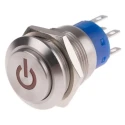 RS PRO Illuminated Momentary Push Button Switch Panel Mount 19 mm Cutout DPDT Red LED IP67 110V 111-5821
