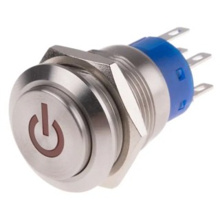RS PRO Illuminated Momentary Push Button Switch Panel Mount 19 mm Cutout DPDT Red LED IP67 110V 111-5821
