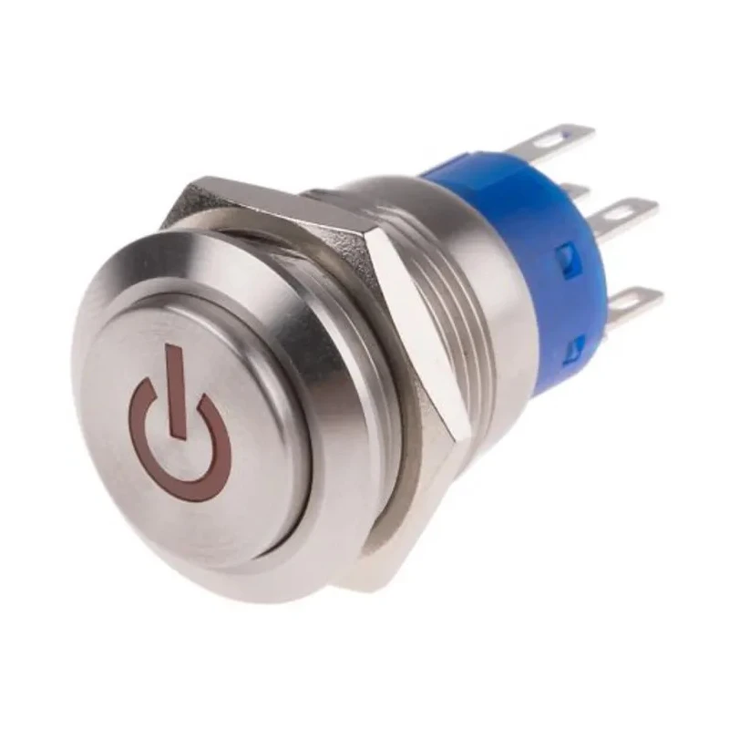 RS PRO Illuminated Momentary Push Button Switch Panel Mount 19 mm Cutout DPDT Red LED IP67 110V 111-5821