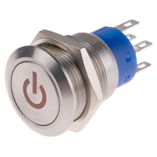 RS PRO Illuminated Momentary Push Button Switch, Panel Mount, 19 mm Cutout, DPDT, Red LED, IP67, 250 V AC 5A 111-5819